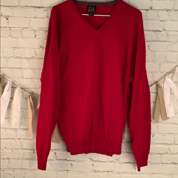 Jos A Bank Merino Wool sweater sz Large Red - Picture 2 of 5